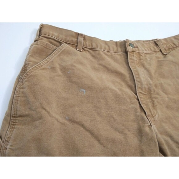 Carhartt Men's 40x30 Brown Canvas Dungaree Utility Work Duck Pants USA - Picture 2 of 9